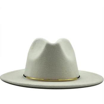 Простая шерстяная женская фетровая шляпа Outback для зимы-осени, Элегантные женские джазовые кепки с широкими полями-клош, Размер 56-60 см