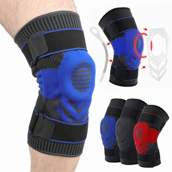 Профессиональные сжатия коленного бандажа наколенники рукав с коленной чашечки гель площадку и боковые стабилизаторы бандажа колено поддержки 