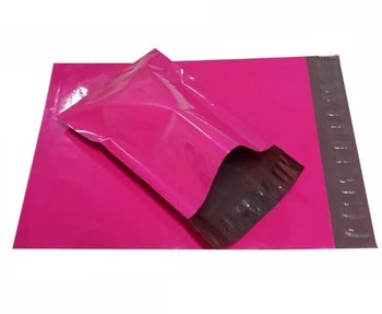 Размер: 250 * 350 мм, розовый упаковочный пакет, полиэтиленовые пакеты розового цвета, пластиковые почтовые конверты розового цвета для подарков