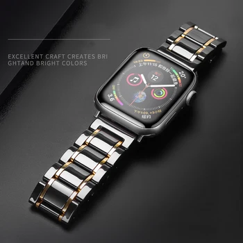Ремешок для Apple Watch 6 Band 44 мм 42 мм Керамический Роскошный браслет-бабочка из нержавеющей стали iWatch series 5 se 3 4 38 мм 40 мм