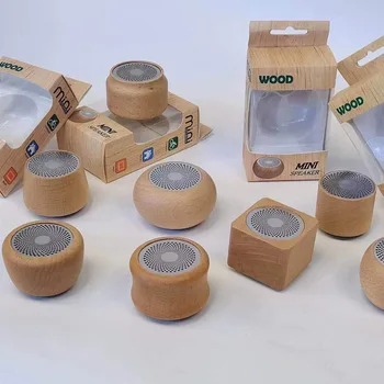 Ретро Деревянный Динамик Bluetooth Портативный Креативный подарок Мини-сабвуфер из массива Дерева, мини-динамик из массива дерева на открытом воздухе, небольшой аудио-динамик