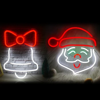 Рождественское Украшение 2023 Неоновый Свет Вечернее Искусство Ночь Рождества Светодиодные фонари Светящийся свет USB С выключателем Декор комнаты