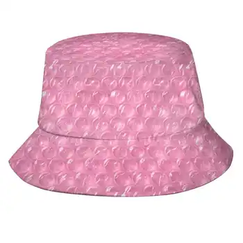 Розовая шляпа-ведро с пузырчатой пленкой, Шляпы для пляжного туризма, Дышащая Солнцезащитная кепка, Розовый Tumblr, Милый Девчачий забавный узор, Пастельные готические пузыри