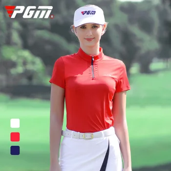 Рубашки для гольфа PGM, женская летняя модная спортивная одежда, футболка с коротким рукавом для гольфа, женские спортивные быстросохнущие дышащие топы