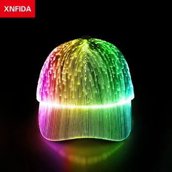 Светодиодная 7-цветная световая крышка USB Перезаряжаемая Хип-хоп вечеринка RGB Световая крышка Мигающая бейсбольная кепка Концертная неоновая светящаяся кепка