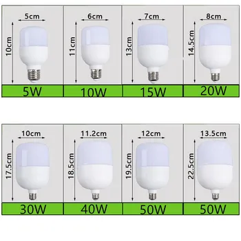 Светодиодная лампа Энергосберегающая Лампа E27 5 Вт 10 Вт 15 Вт 20 Вт 30 Вт 40 Вт 50 Вт 60 Вт 220 В Белый 6000 К SMD Светильник для Гостиной