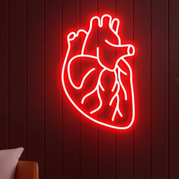 Светодиодная неоновая вывеска в виде человеческого сердца Пользовательские неоновые вывески для декора стен Креативные светильники для спальни Декор домашнего бара