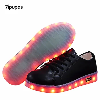 Светодиодные светящиеся кроссовки для девочек и мальчиков, повседневная детская обувь черного цвета, светящаяся с подзарядкой, имитирующая подошву для детей, неоновая корзина