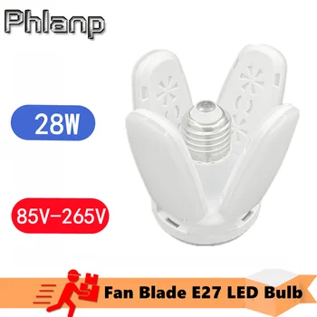 Складная светодиодная лампа в форме вентилятора E27, Светодиодная лампа 220V 110V, светодиодные лампочки для домашнего потолочного светильника, света для склада, Гаража, холодного белого цвета