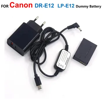 Соединитель постоянного тока DR-E12, Фиктивный аккумулятор LP-E12 + Зарядное устройство PD + Кабель Зарядного устройства USB Type-C Для камеры Canon EOS M2 M10 M50 M100 M200