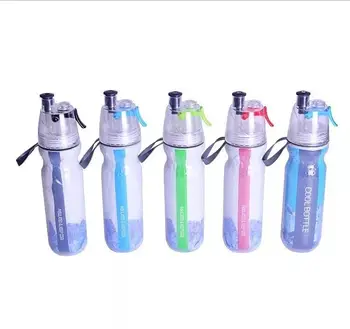 Сохраняющая прохладу Изолированная Велосипедная бутылка для воды с распылителем, Бутылка для выжимания тумана, 500 мл, Запотевающий Портативный Двухслойный Распылитель для MTB
