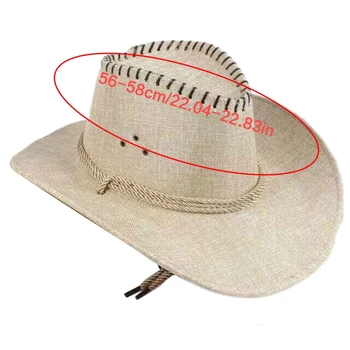 Универсальная ковбойская шляпа для девочек, Западный ковбойский цилиндр с ветрозащитной веревкой для пар