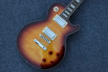 Электрогитара стандартного цвета Sunburst tiger flame top gitaar поддерживает кастомизацию.